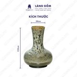  Bình hoa men hỏa biến dáng tỏi dẹt màu hổ phách đen 