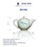  Bộ ấm chén bưởi lửa men trắng vẽ đào xanh 