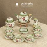  Bộ ấm chén vẽ tay kiểu chữ thập vẽ hoa - dung tích 500ml 