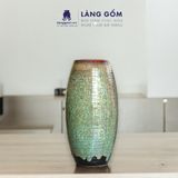  Bình hoa men hỏa biến dáng bom đại màu hổ phách xanh 
