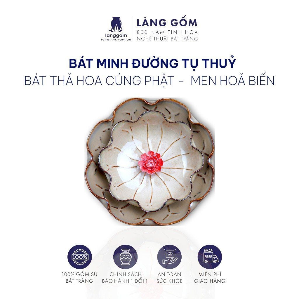  Bát thả hoa tắm Phật minh đường tự thủy men hỏa biến họa tiết gân 
