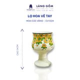  Bình hoa men màu vẽ tay họa tiết hoa cúc vàng 