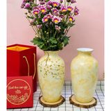  Bình hoa vân đá vẽ hoa đào trắng 