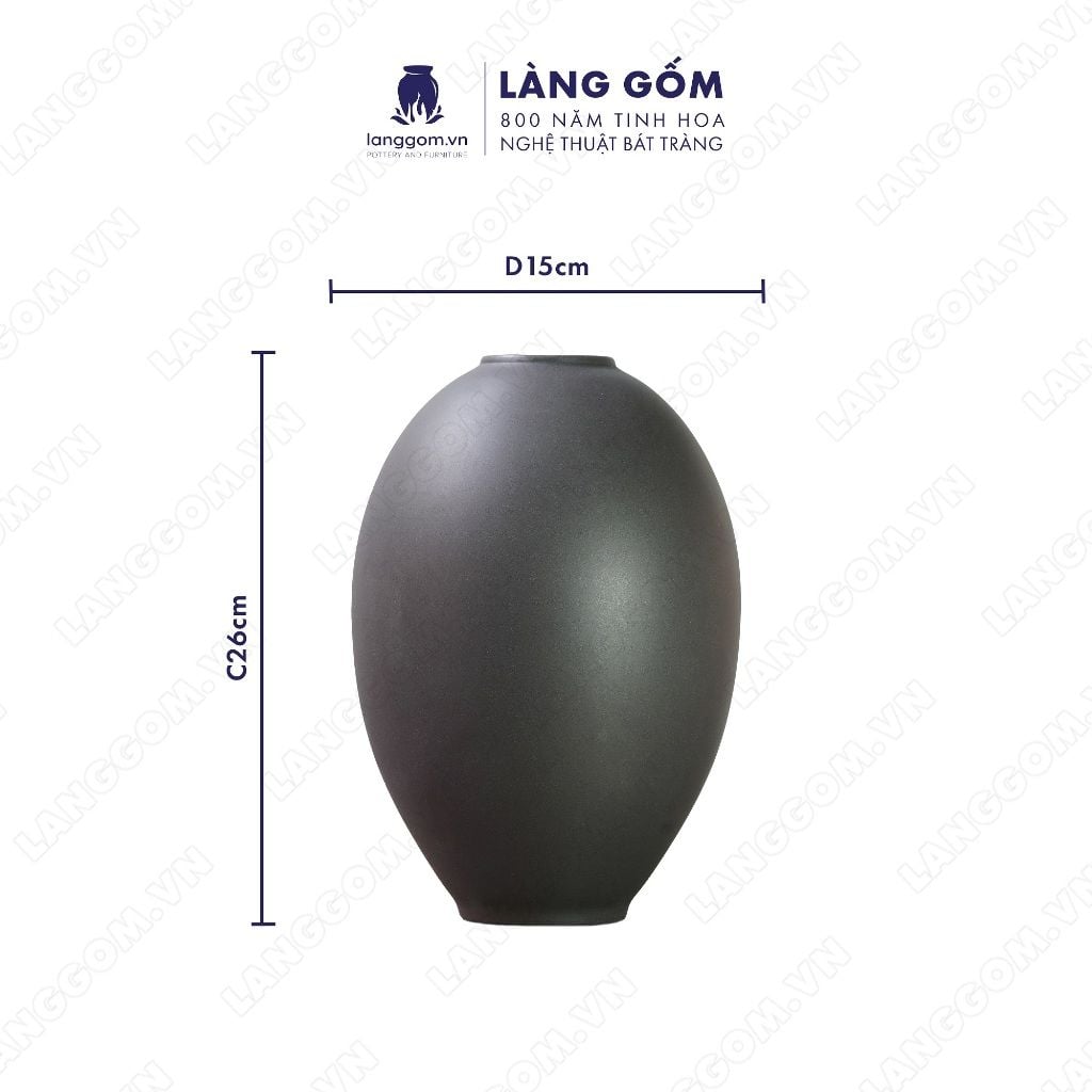  Bình hoa Mara Balsalt men matte màu đen 