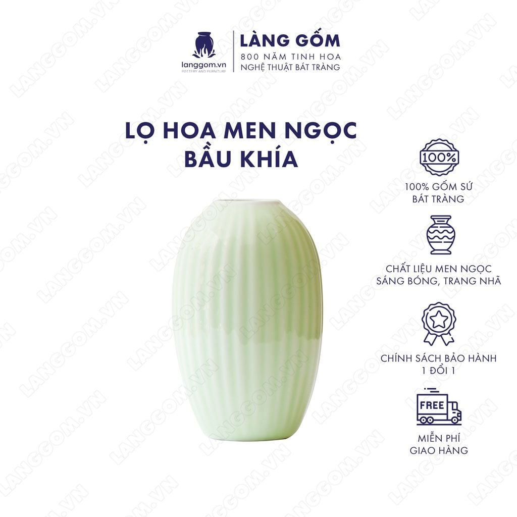 Bình hoa men ngọc dáng bí nhỏ 