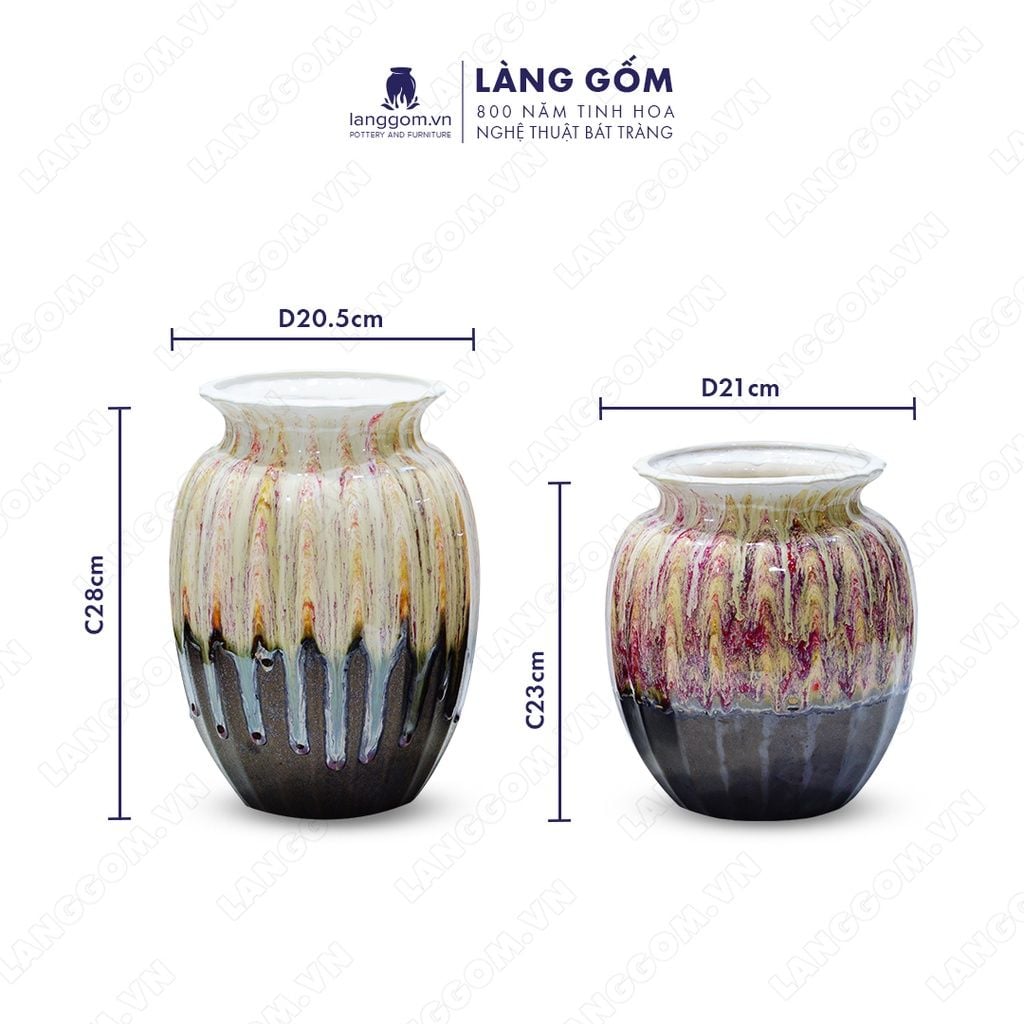  Bình hoa men chảy dáng giỏ cua 