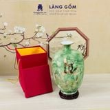  Bình hút lộc vân đá vẽ nổi Thuyền Buồm Tài Lộc vàng 18k phong thủy 