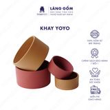 Khay gốm sứ cam, men mát, kiểu yoyo 