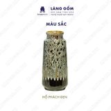  Bình hoa men hỏa biến dáng chai kẻ màu hổ phách đen 