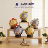  Bình Hút Lộc Công Đào Đuôi Xòe Đắp Nổi Gốm Sứ Bát Tràng – Bình Tụ Lộc Phong Thủy Quà Tặng Cao Cấp 