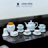  Bộ ấm chén Vinh Hoa Phú Quý màu vân đá vẽ nổi hoa đào trắng 