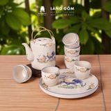  Bộ ấm tích Sắc màu thôn quê men kem vẽ gà trống 