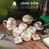  Hũ mứt sứ họa tiết vẽ tay thủ công dáng tròn dẹt 