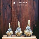  Nậm rượu thờ cúng 2 bầu men rạn đắp nổi 