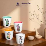  Cốc méo vẽ họa tiết cô gái Việt Nam nhiều màu sắc 