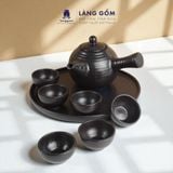  Bộ ấm chén quai chuôi màu đen sần không vệt 