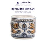  Bát hương men rạn đắp nổi họa tiết hoa rồng 