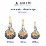  Nậm rượu thờ cúng 1 bầu men rạn đắp nổi 