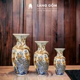  Lộc bình phong thuỷ men rạn đắp nổi 