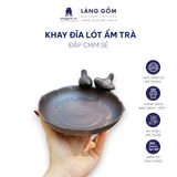  Khay đĩa lót ấm trà đắp chim sẻ thủ công 