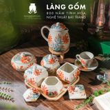  Hũ mứt sứ họa tiết vẽ tay thủ công dáng tròn dẹt 