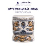  Bát hương men rạn đắp nổi họa tiết hoa rồng 
