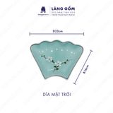  Bộ bát đĩa hoa mặt trời men xanh cổ hoa đào trắng 