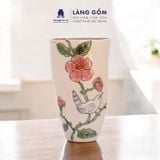  Lọ hoa men màu vẽ tay họa tiết hoa và chim 