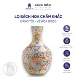  Lọ hoa vẽ bách hoa chấm màu dáng tỏi - Gốm sứ Biên Hòa 