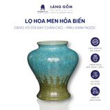  Bình hoa men hỏa biến dáng vò đĩa bay chân cao (TH) 