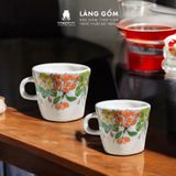  Bộ cốc đĩa lót oval họa tiết vẽ hoa lá 