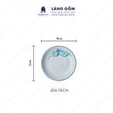  Bộ ấm chén bưởi cành men trắng vẽ hoa sen xanh 