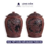  Hũ đựng gạo Bát Tràng khắc nổi Tam Hoa Thịnh Vượng 