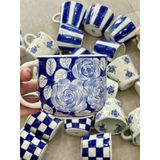  Cốc sứ cao cấp họa tiết vẽ tay thủ công, men lam - dung tích 300 ml - 420 ml 