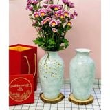  Bình hoa vân đá vẽ hoa đào trắng 