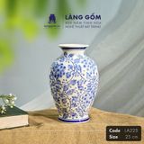 Bình hoa men lam họa tiết hoa lá 