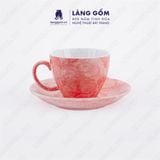  Bộ cốc đĩa Cappuccino màu vân đá, uống trà, cà phê, dung tích 180ml 