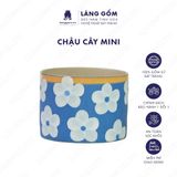  Chậu cây mini dáng trụ tròn men mát họa tiết vẽ hoa 