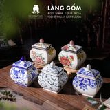  Hũ mứt sứ họa tiết vẽ tay thủ công dáng vuông, tròn 