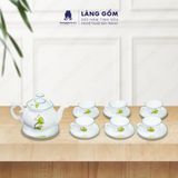  Bộ ấm chén dáng Phú Quý men trắng vẽ đài sen 