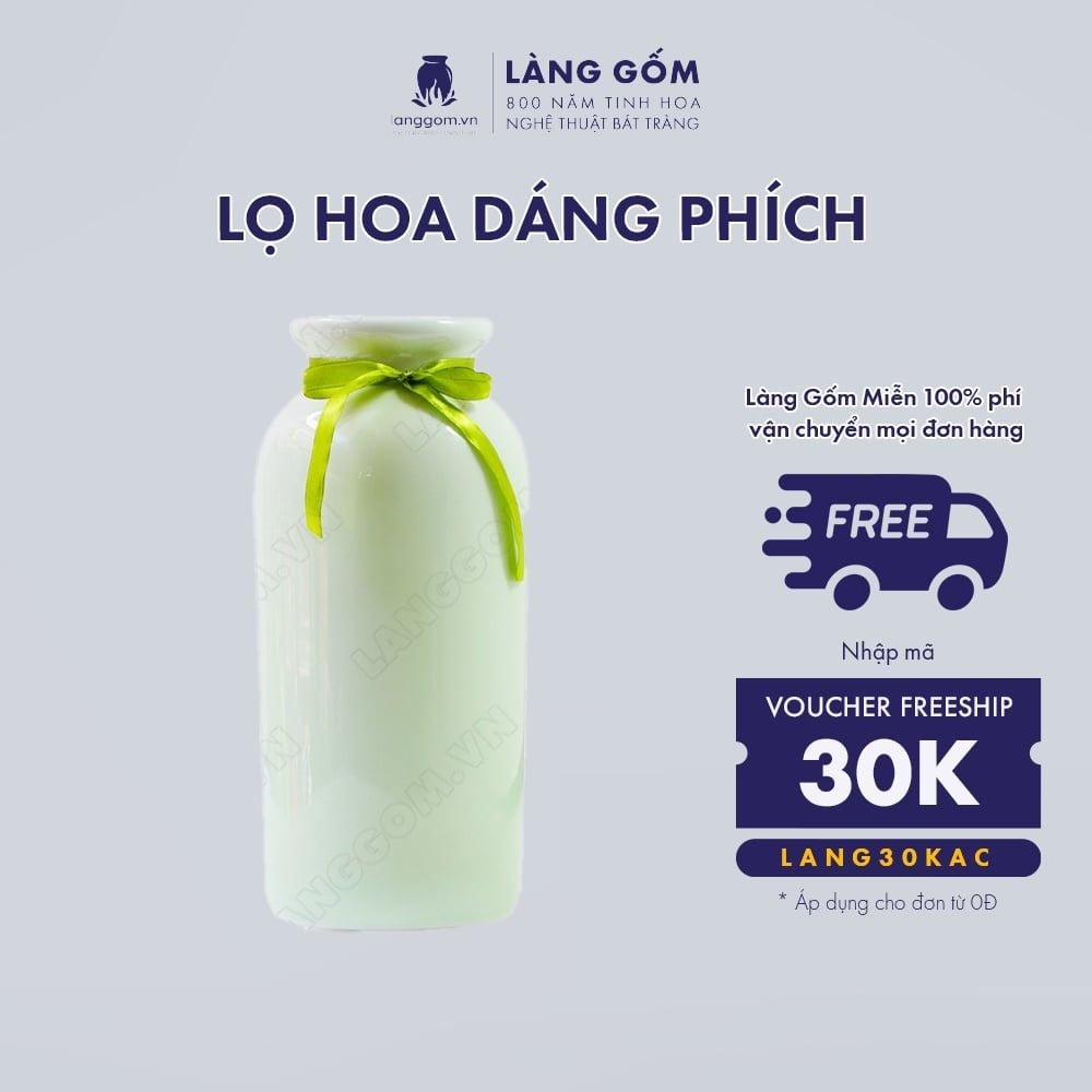  Bình hoa men ngọc dáng phích 