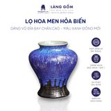  Bình hoa men hỏa biến dáng vò đĩa bay chân cao (TH) 