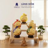  Bình Hút Lộc Công Đào Đuôi Xòe Đắp Nổi Gốm Sứ Bát Tràng – Bình Tụ Lộc Phong Thủy Quà Tặng Cao Cấp 