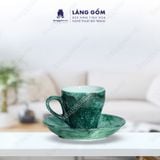  Bộ cốc đĩa cà phê Espresso màu vân đá, uống trà, cà phê, dung tích 70ml 