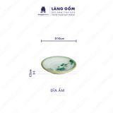  Bộ ấm chén dáng quai chuôi vẽ trúc xanh kèm khay tròn 