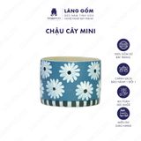  Chậu cây mini dáng trụ tròn men mát họa tiết vẽ hoa 
