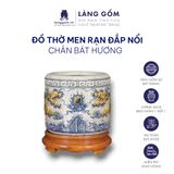  Bát hương, bát nhang, lư hương - Bộ thờ cúng, đồ thờ men rạn đắp nổi họa tiết RỒNG CUỘN SEN (CÓ CHÂN ĐẾ) - Gốm Bát Tràng 