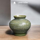  Bình hoa men hỏa biến dáng vò đĩa bay chân thấp (TH) 