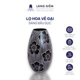  Bình cắm hoa trang trí khắc hoa lá, men mát, gốm sứ Bát Tràng cao cấp - LÀNG GỐM 
