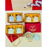  Hũ mứt sứ vân đá vẽ đào trắng 